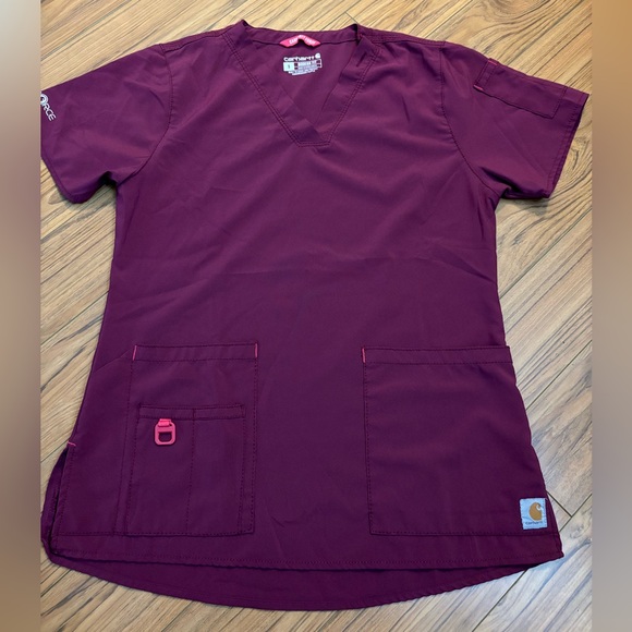 Carhartt Force Scrub Top Women's size Small - Burgundy - Picture 6 of 6